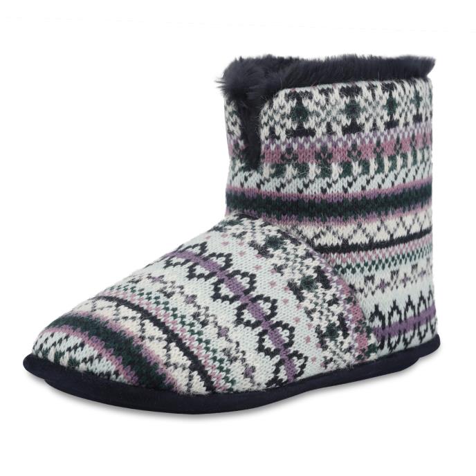 totes toasties® Ladies FairIsle Boot Slipper Navy Fairisle Extra Image 3